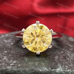 NEW Certified 5 ct. t.w. Lemon Yellow Moissanite Solitaire 6 Prong Ring